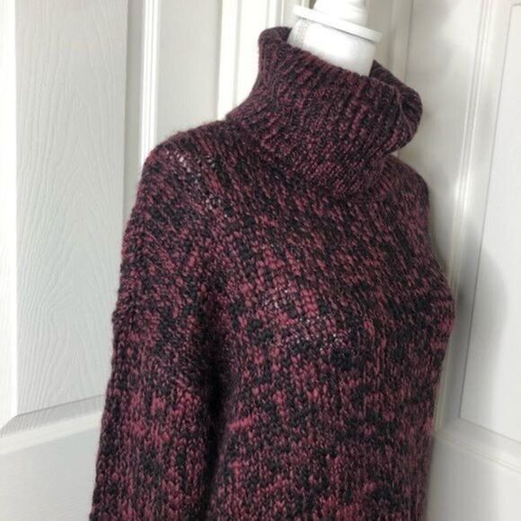 TREASURE & BOND Wool Turtleneck Sweater In Burgundy Rhode Combo XS - Picture 3 of 9